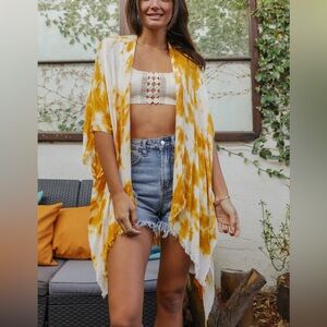 NEW Raj Yellow Tie-Dye Knit Kimono - in bag